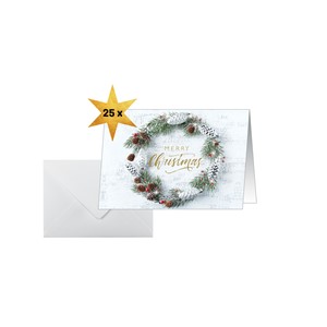 SIGEL DS089 - Weihnachts-Karten (inkl. Umschläge), Christmas wreath, A6 quer , 25+25 Stück