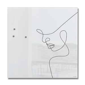 SIGEL GL295 - Glas-Magnettafel Artverum 48x48 cm, Design Line Art Woman weiß/schwarz