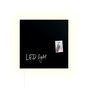 Sigel GL400 - Glas-Magnetboard artverum® LED light, schwarz, 48x48 cm