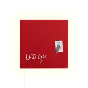 Sigel GL402 - Glas-Magnetboard artverum® LED light, rot, 48x48 cm
