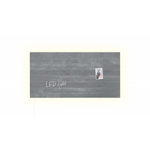 Sigel GL406 - Glas-Magnetboard artverum® LED light, Design Sichtbeton, 91x46 cm