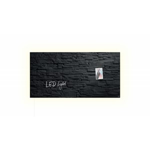 Sigel GL407 - Glas-Magnetboard artverum® LED light, Design Schiefer-Stone, 91x46 cm