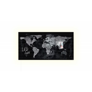 Sigel GL409 - Glas-Magnetboard artverum® LED light, Design World-Map, Weltkarte, 91x46 cm