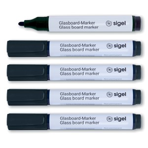 Sigel GL710 - Glasboard-Marker, Rundspitze 2-3 mm, schwarz