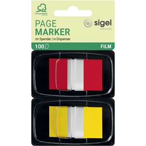 Sigel HN496 - Z-Marker, Film, Color-Tip, 2x Standard, rot, gelb im Spender, 25x 43 mm
