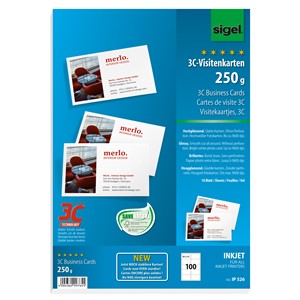 Sigel IP526 - Visitenkarten, 3C, hochweiß, Photokarton, 210g