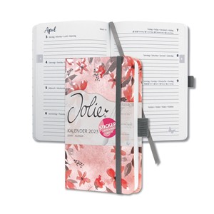 SIGEL J3336 - Wochenkalender Jolie 2023, Loose Florals Rose, rosé/grau, ca. A6, Hardcover, mit Stickerbogen