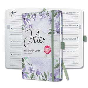 SIGEL J3337 - Wochenkalender Jolie 2023, Loose Florals Lilac, violett/grün, ca. A5, Hardcover, mit Stickerbogen