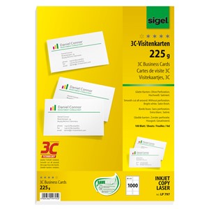Sigel LP797 - Visitenkarten, 3C, hochweiß, 225g