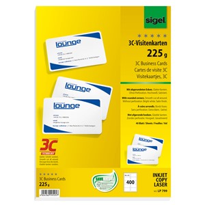 Sigel LP799 - Visitenkarten, schnittgestanzt, 225g, 400 Karten, abgerundet