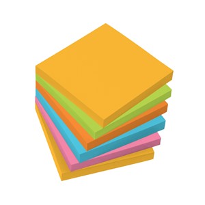 Sigel MU120 - Haftnotizen, gelb, grün, orange, pink, blau, 75x75 mm, 6 Blocks à 100 Blatt