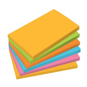 Sigel MU121 - Haftnotizen, gelb, grün, orange, pink, blau, 75x125 mm, 6 Blocks à 100 Blatt