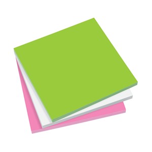 Sigel MU132 - Static Notes, farbl. sort. (grün, weiß, pink), 100x100 mm, 3 Blocks à 100 Blatt