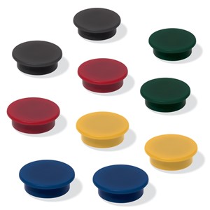 Sigel MU197 - Magnete, schwarz, rot, gelb, grün, blau, Ø 25 mm, 10 Stück