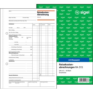 Sigel RA515 - Reisekostenabrechnung, A5, für Einzelreisen