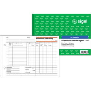 SIGEL RA517/5 Reisekostenabrechnung wöchentlich A5 quer 50 Blatt 5er Pack 