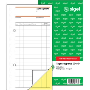 Sigel SD024 - Rapport/Tagesrapport 105x200 mm, 2-fach, selbstdurchschreibend