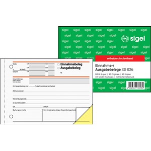 Sigel SD026 - Ausgabe-/Einnahmebeleg A6, 2-fach, selbstdurchschreibend