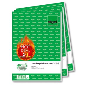 Sigel T1160 - Gesprächsnotiz A5, gelb, Hot Deal 2+1