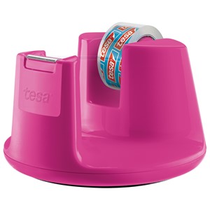 tesa 53823-00000 - film® Tischabroller Easy Cut® Compact pink inkl. 1 Rolle film® kristall-klar 10 m x 15 mm
