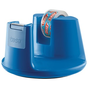 tesa 53825-00000 - film® Tischabroller Easy Cut® Compact blau inkl. 1 Rolle film® kristall-klar 10 m x 15 mm