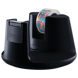 tesa 53827-00000 - film® Tischabroller Easy Cut® Compact schwarz inkl. 1 Rolle film® kristall-klar 10 m x 15 mm