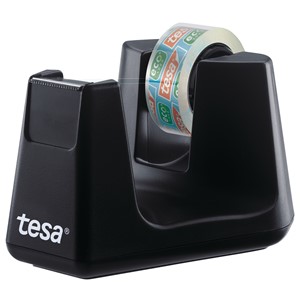 tesa 53904-00000 - film® Tischabroller Smart ecoLogo® schwarz inkl. 1 Rolle film® Eco & Clear 10 m x 15 mm
