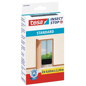 tesa 55679-00021 - Fliegengitter Insect Stop Klett STANDARD für Türen, anthrazit