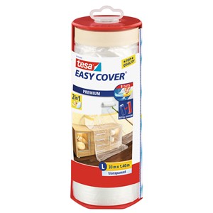 tesa 59179-00003 - Easy Cover® Premium L, Abdeckfolie + Abdeckband, transparent/beige