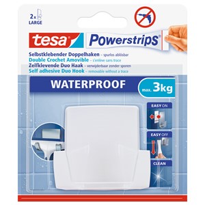 tesa 59704-00000 - Powerstrips® Waterproof Kunststoff Duohaken Wave, weiß