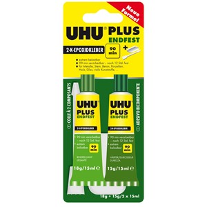 UHU 45670 - plus endfest, 2 Komponentenkleber, 33 g